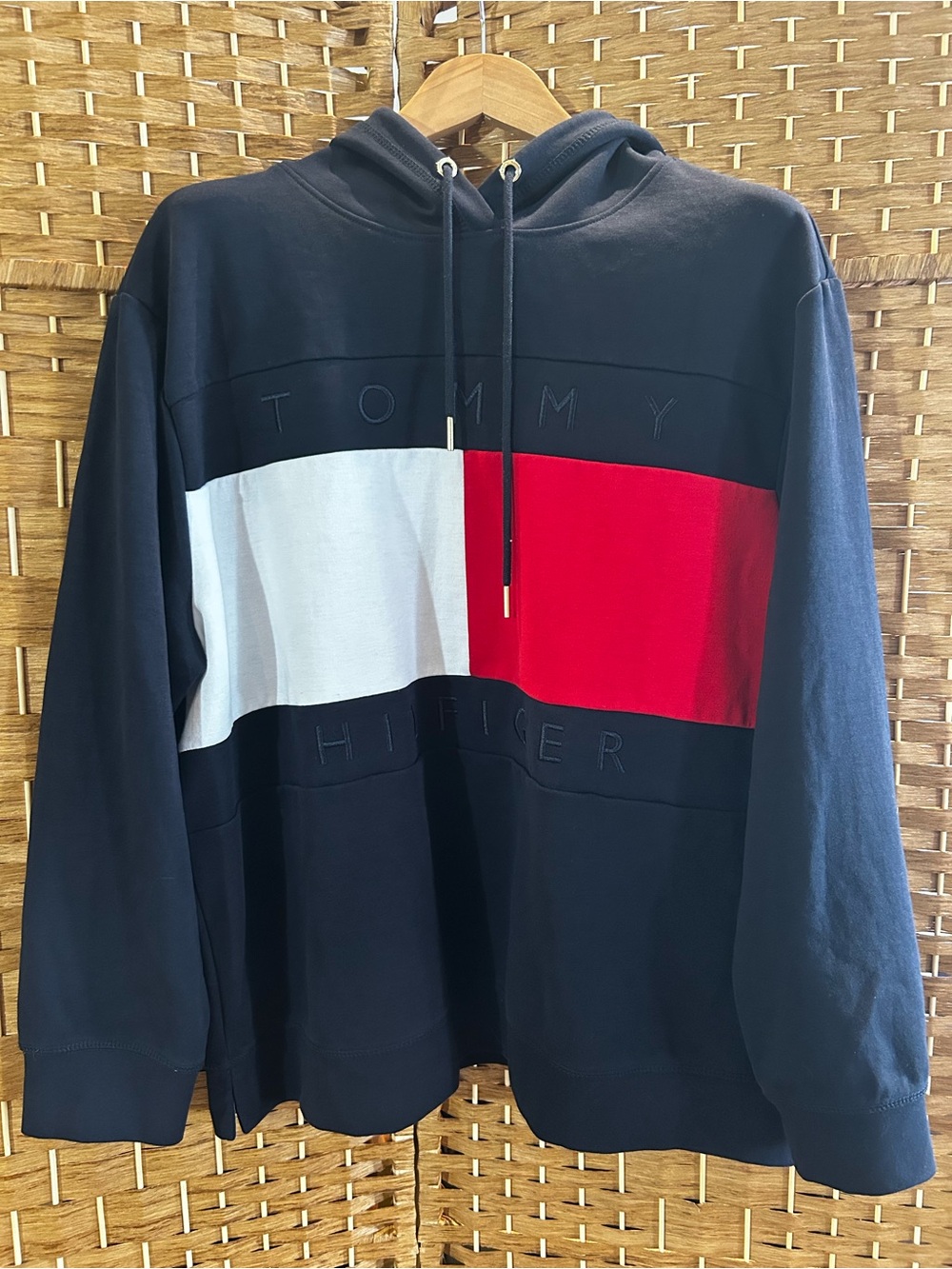 Tommy Hilfiger XXL Flag Colorblock Hoodie Navy Red White Streetwear